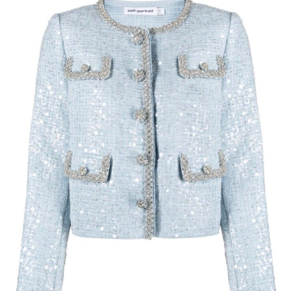 Self-Portrait Blue Sequin Jacket